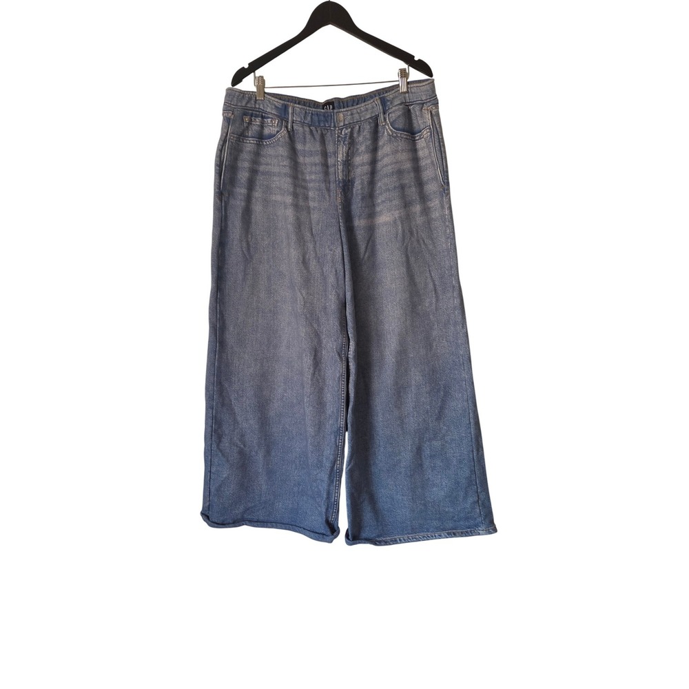 Gap Printed Baggy Sweatpant Jeans XL Light Wash Wide Leg Elastic Waist Pull On